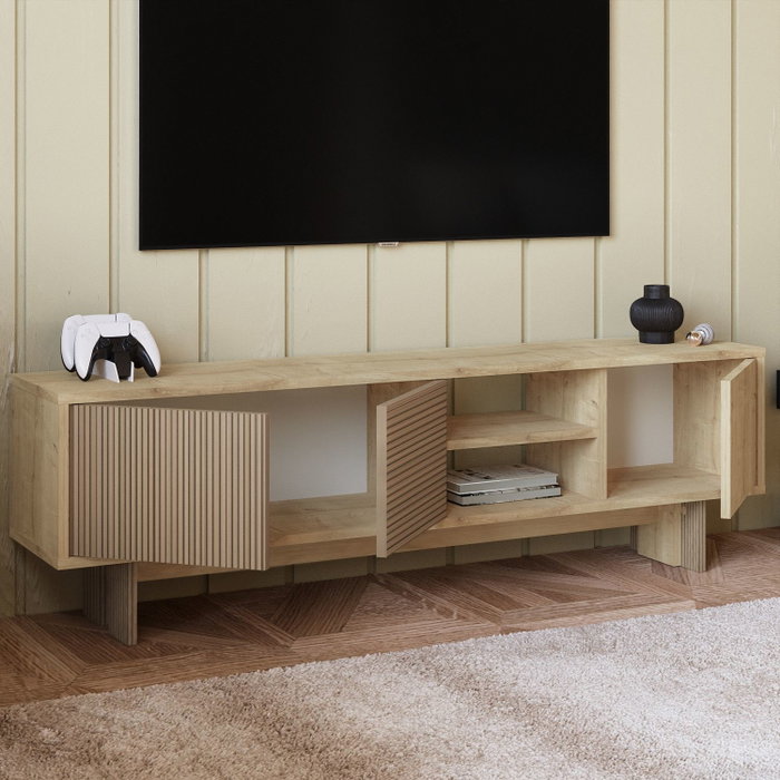 Hanah Home Soporte para TV Roble cálido y roble zafiro